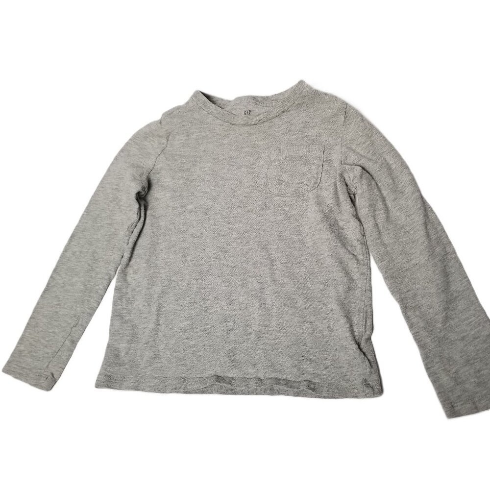 Gap Kids Long Sleeve T Shirt XS Gray Pocket Basic Casual Lightweight